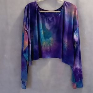 ♥️Vibrant doll long tie-dye sleeve crop too
